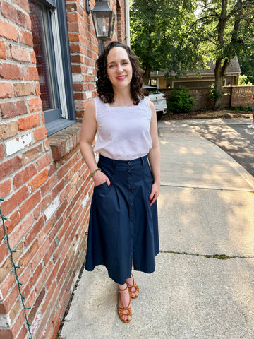 A-Line Button Front Skirt