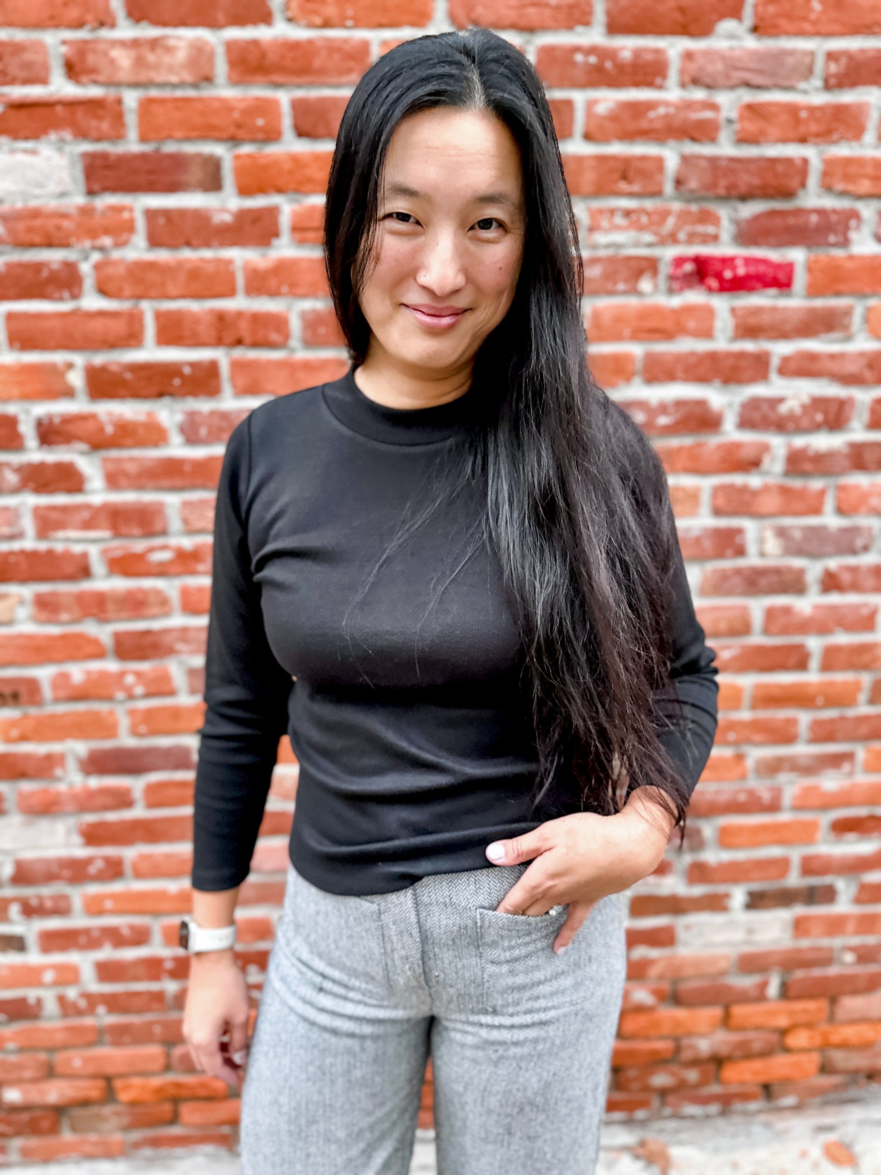 Long Sleeve Low Mock Top