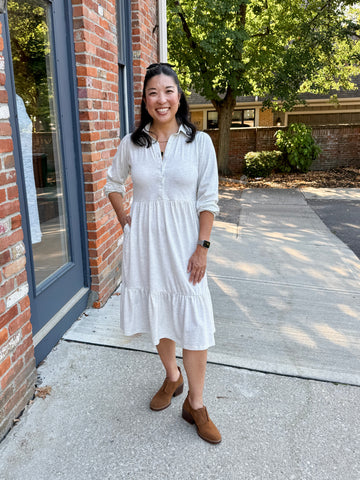 Tiered Knit Shirt Dress
