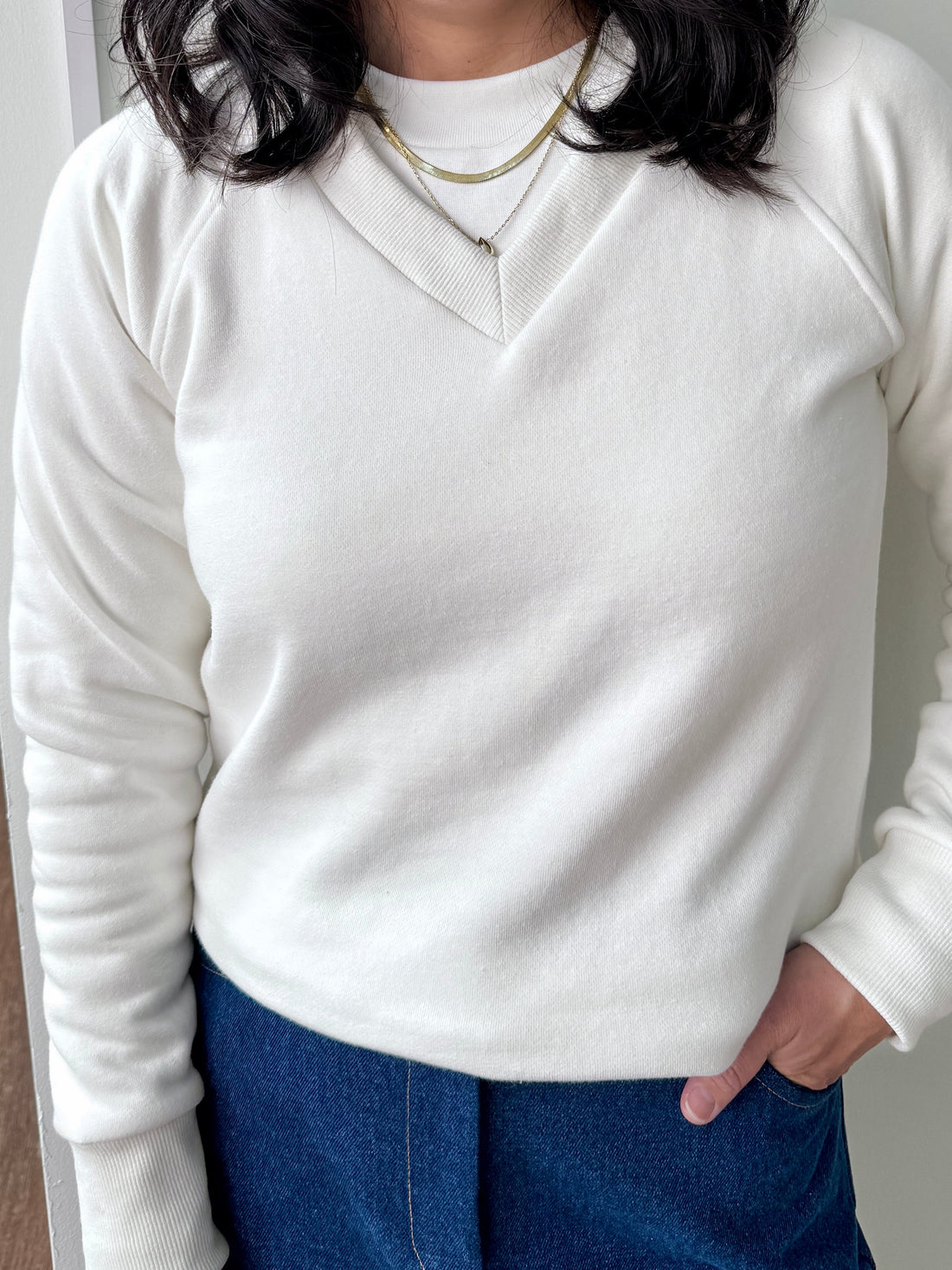 V-Neck Fleece Top