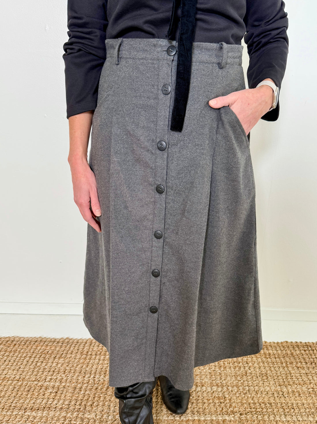 A-Line Button Front Skirt
