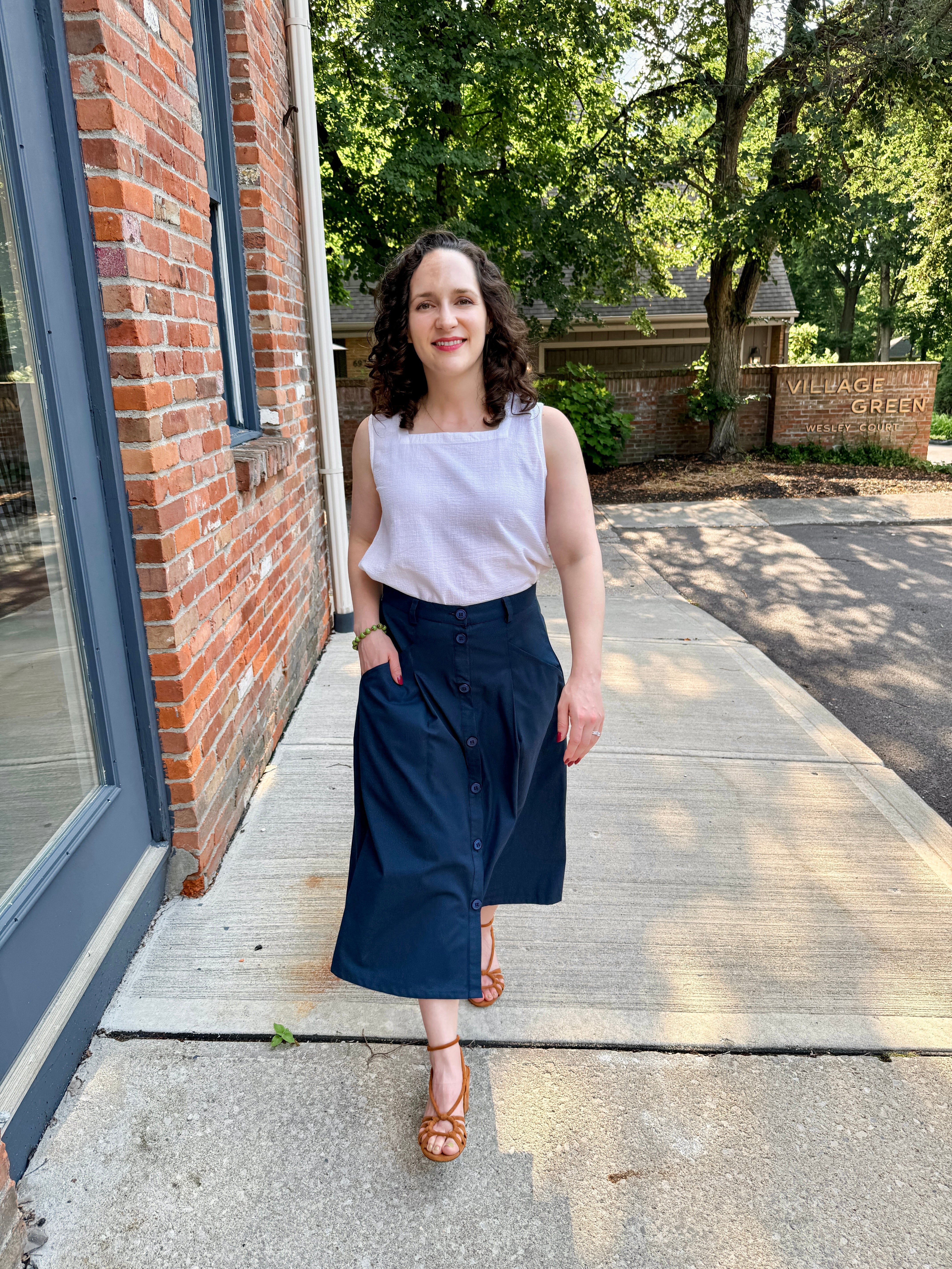 A-Line Button Front Skirt