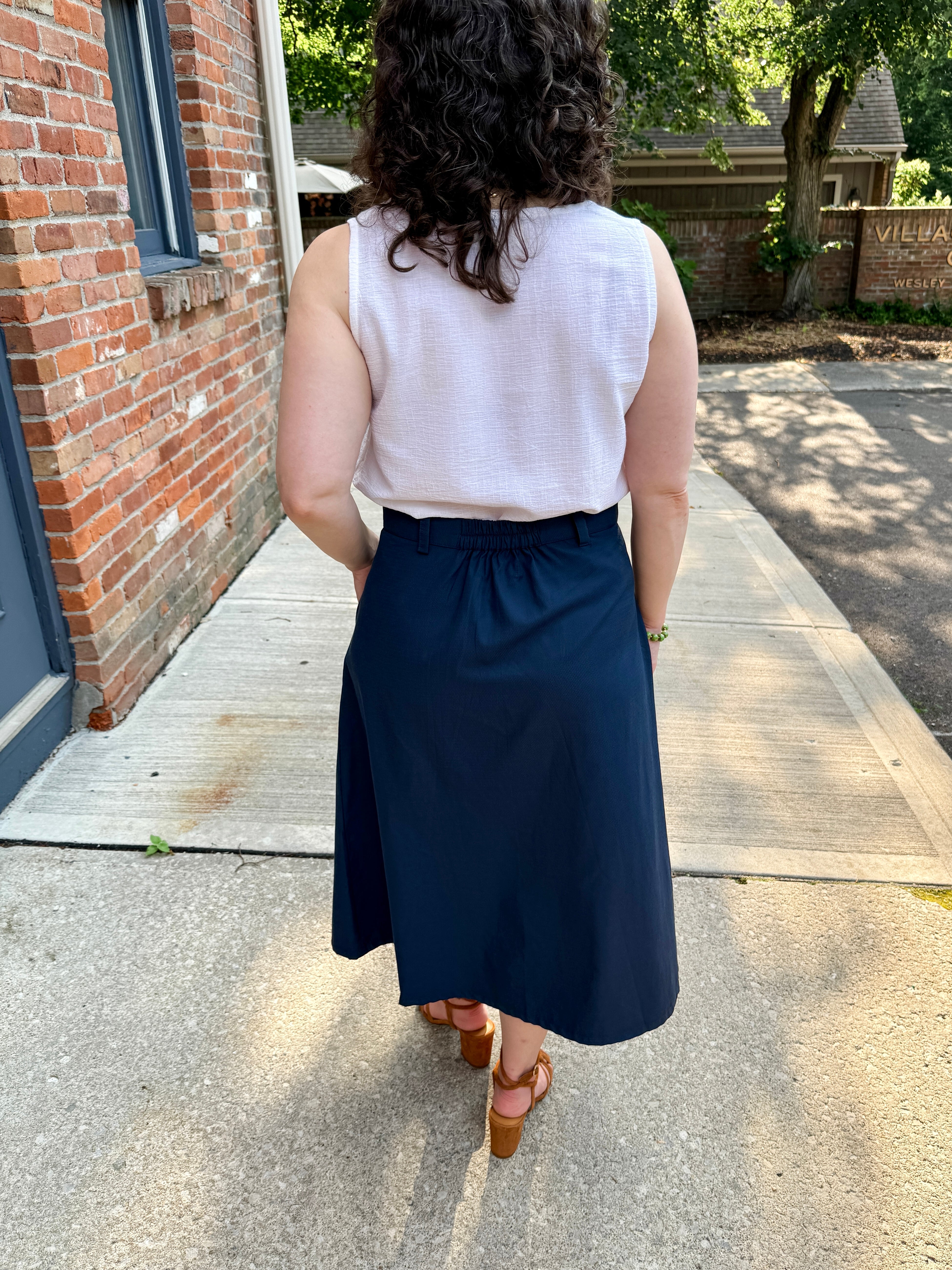 A-Line Button Front Skirt