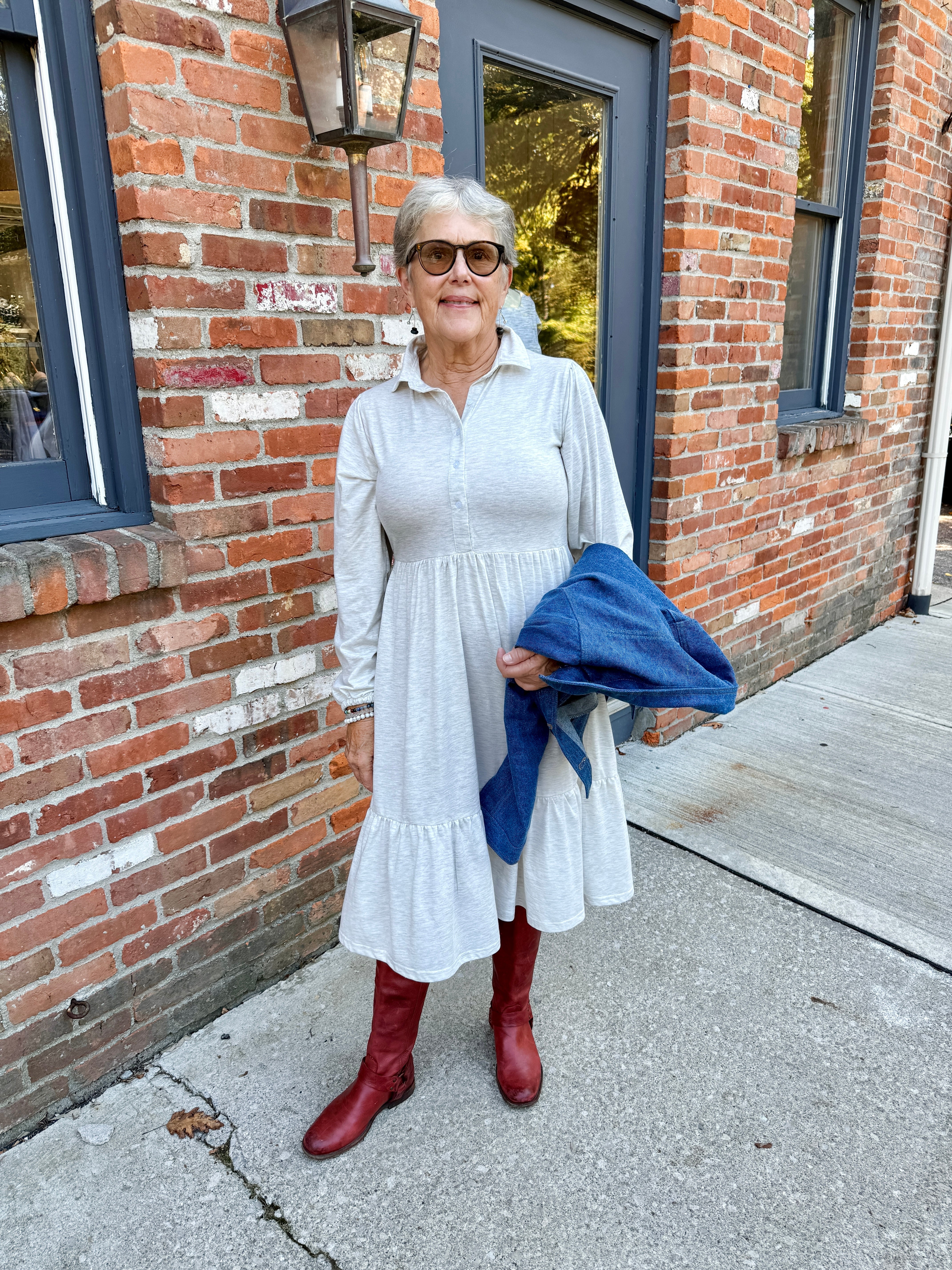 Tiered Knit Shirt Dress