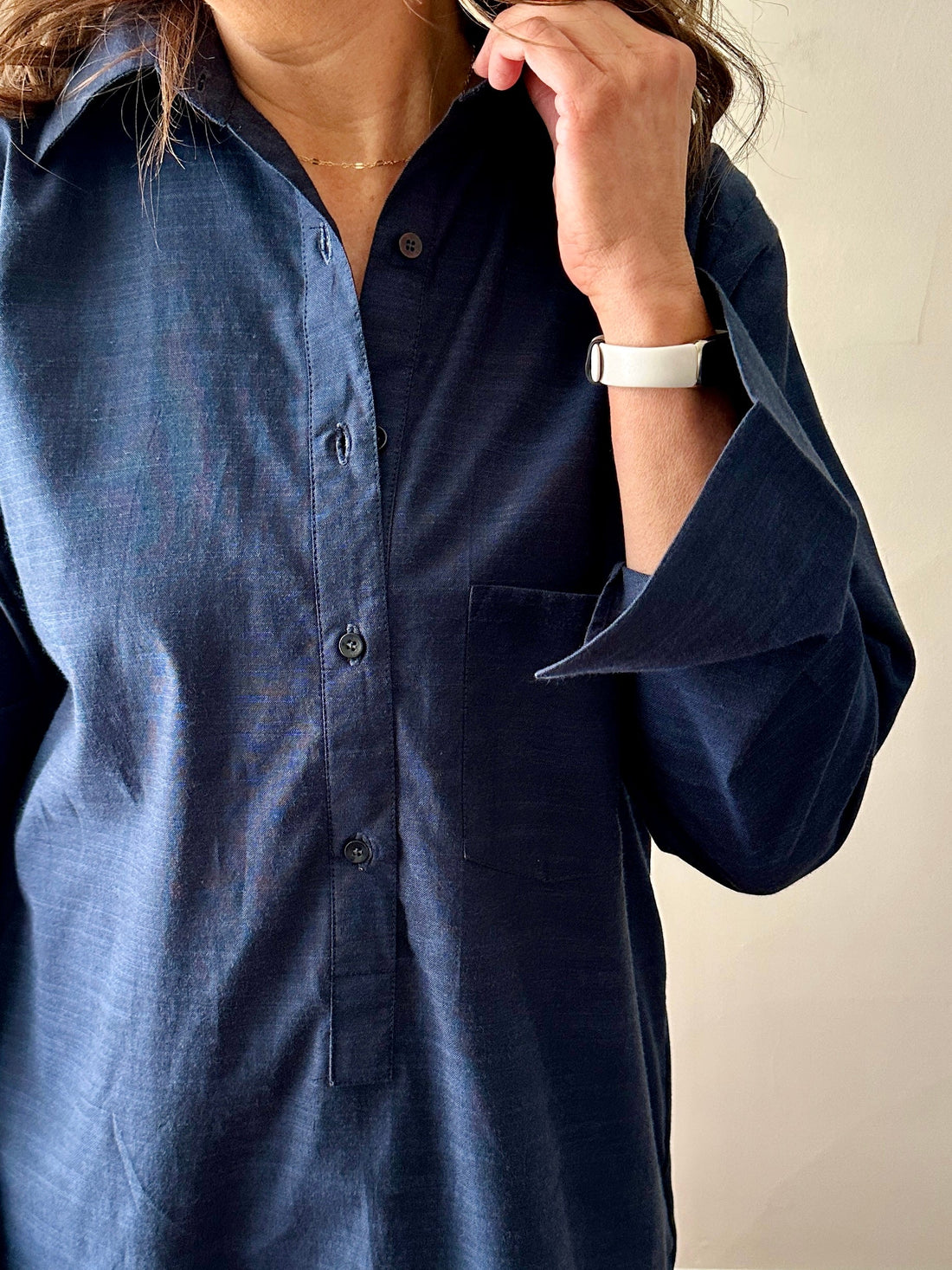 Linen Shirt Dress with Bottom Ruffle