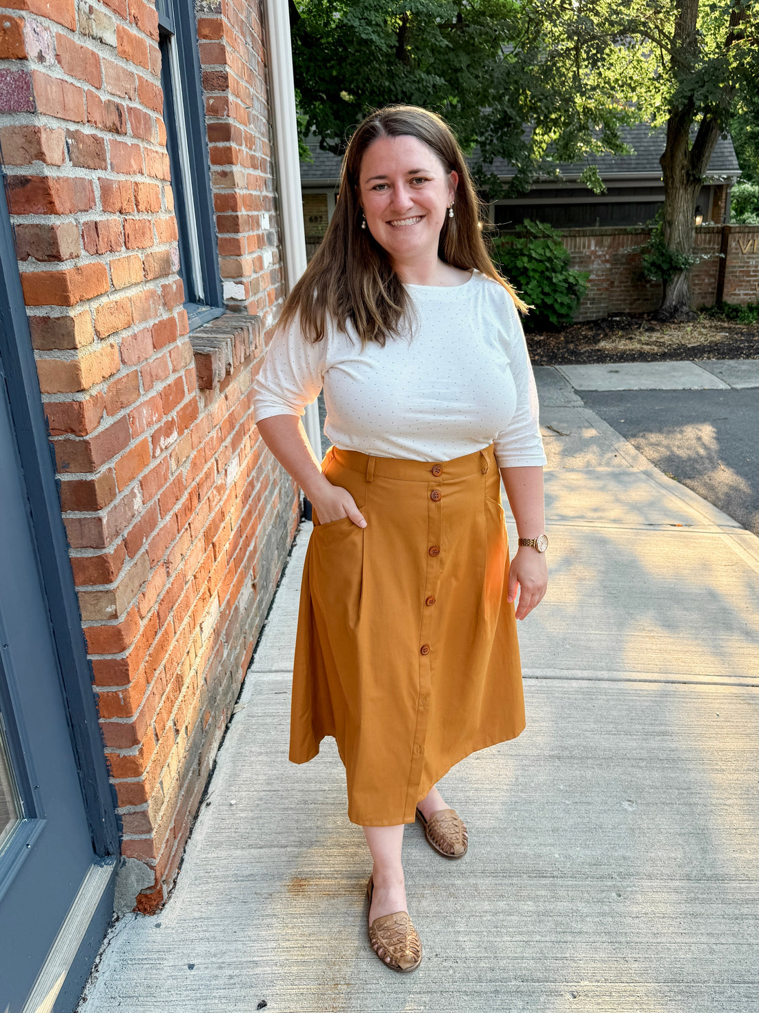 A-Line Button Front Skirt