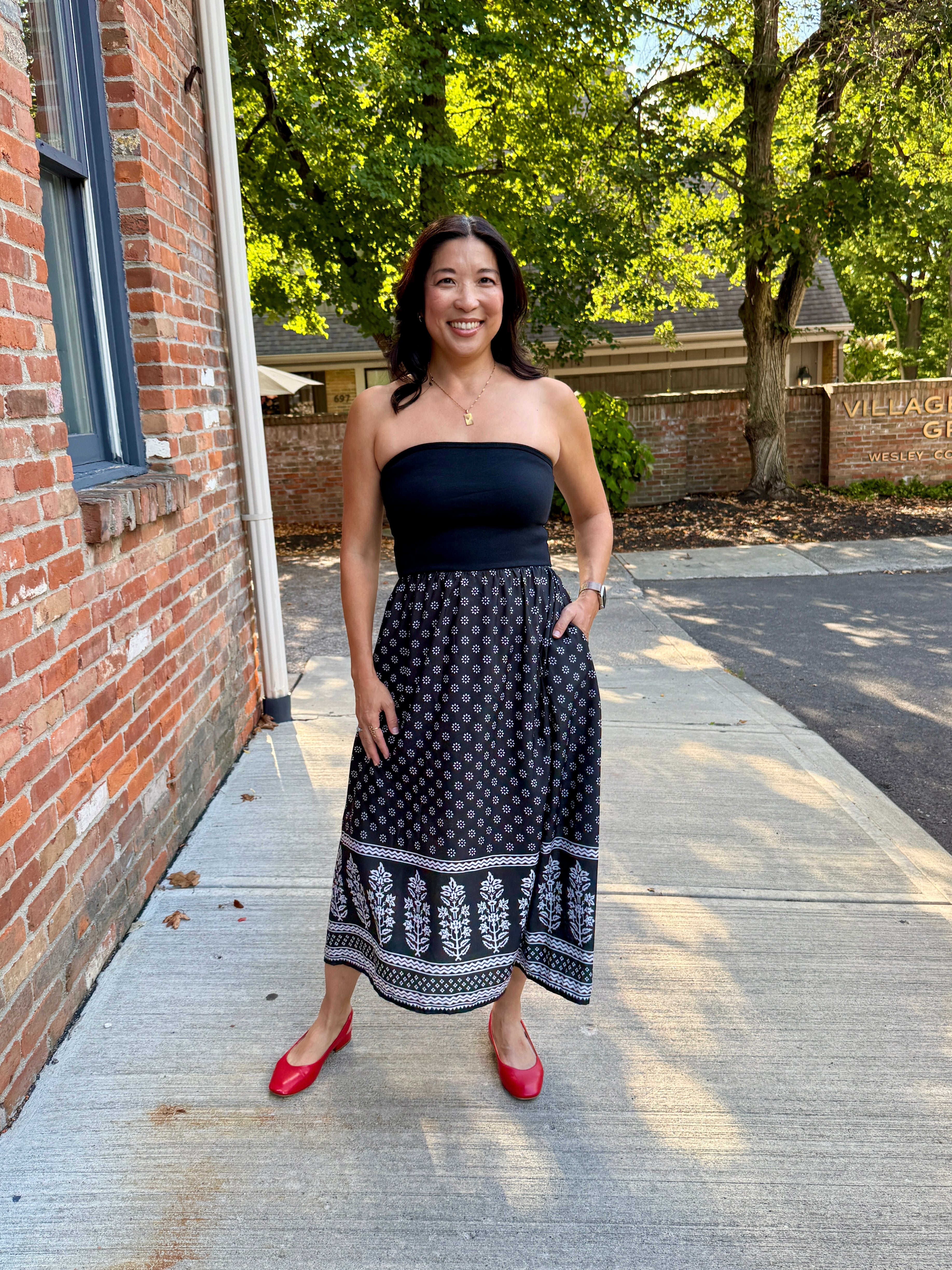 Mixed Media Strapless Dress