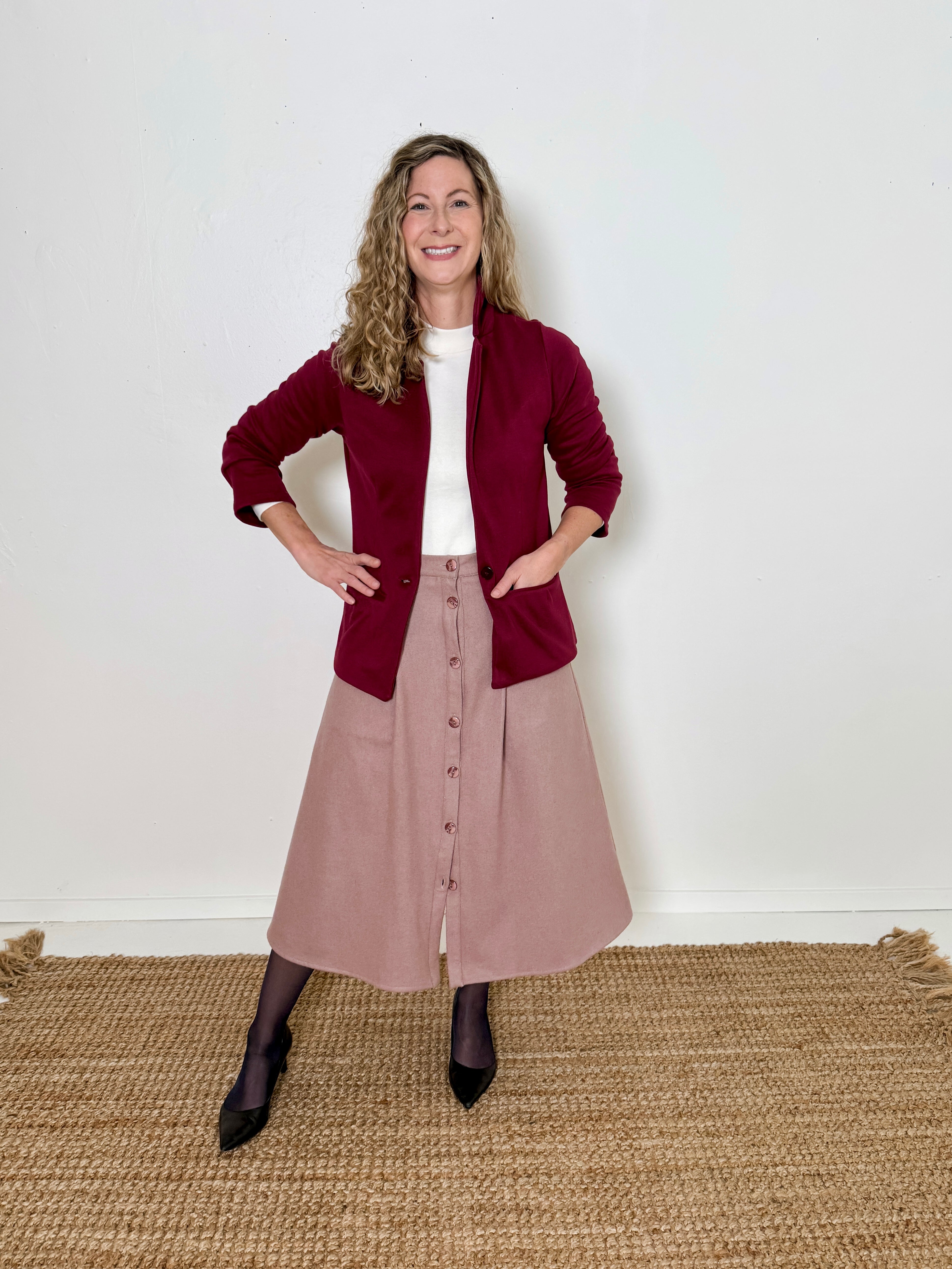 A-Line Button Front Skirt