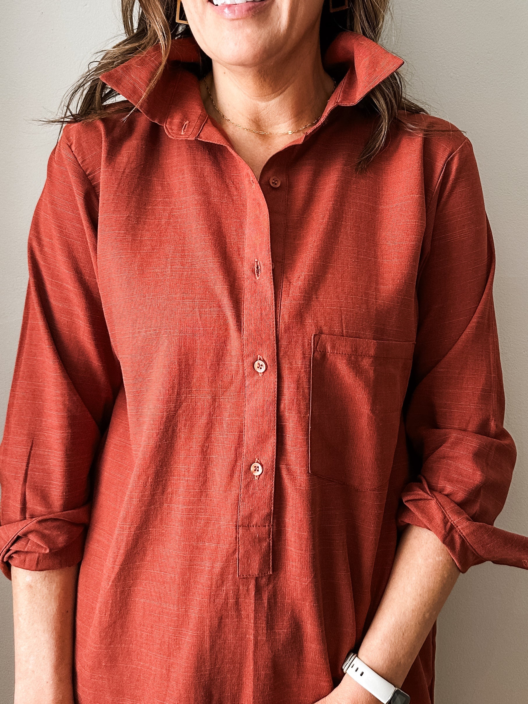 Linen Shirt Dress with Bottom Ruffle