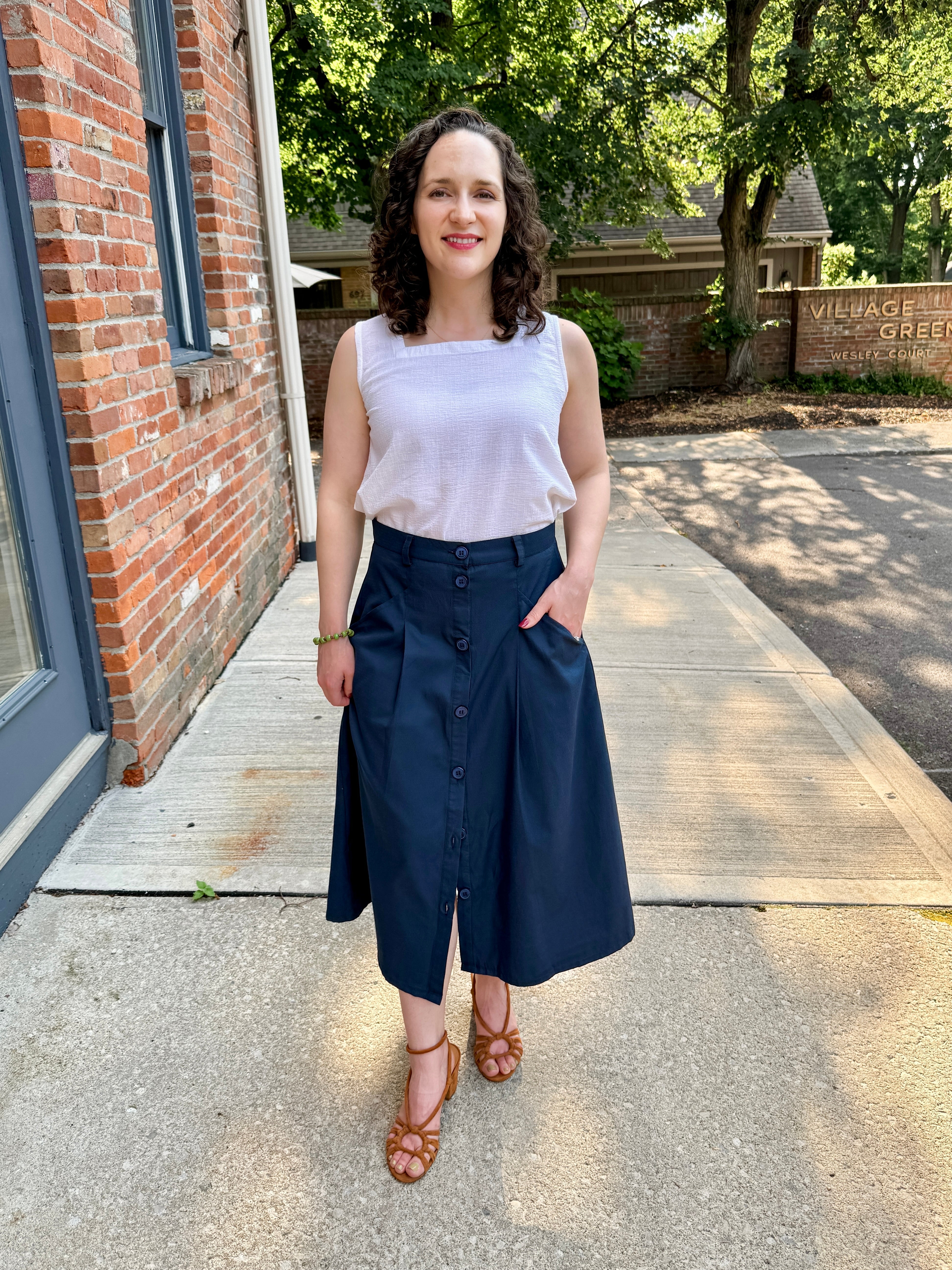 A-Line Button Front Skirt