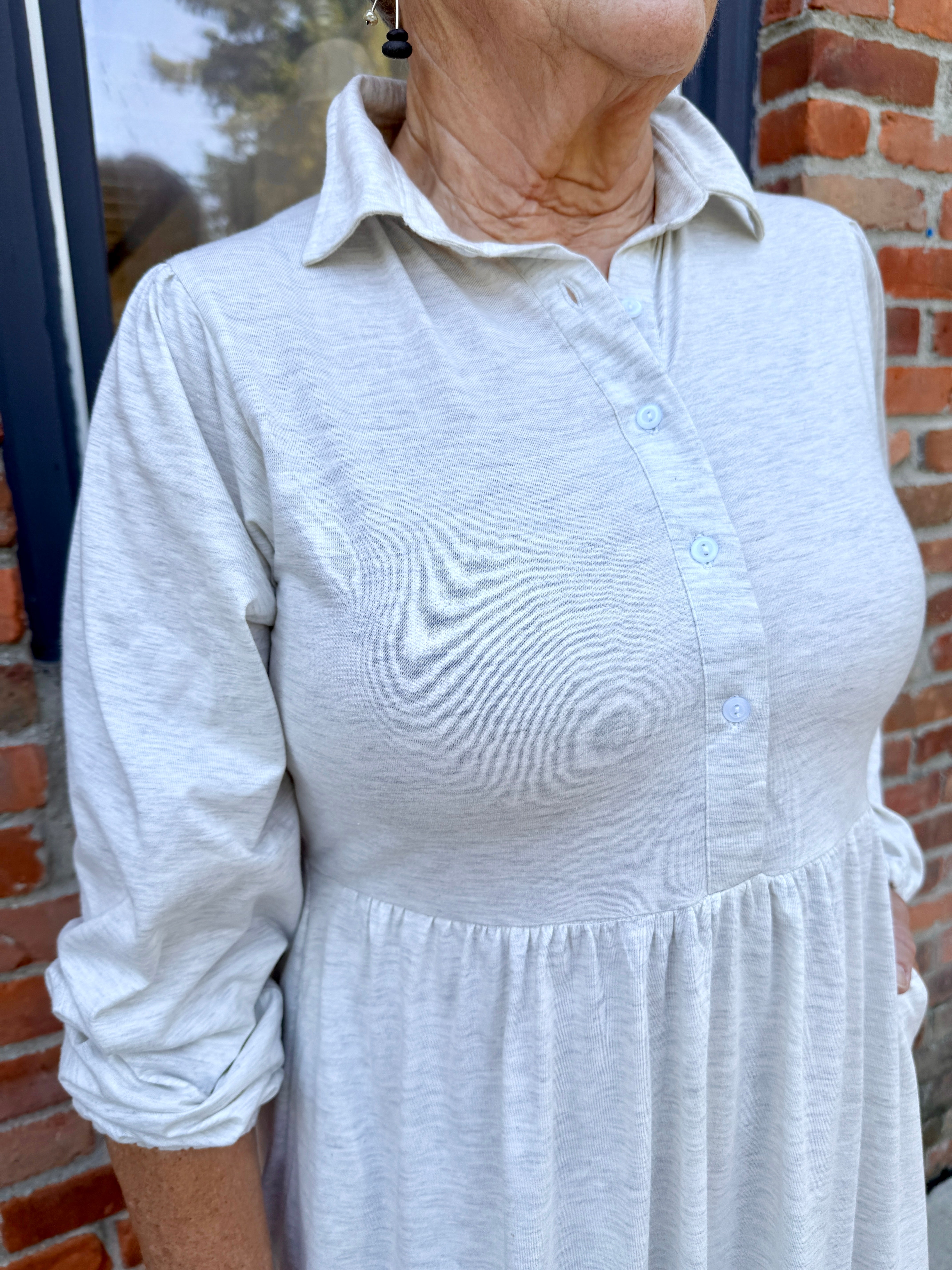 Tiered Knit Shirt Dress