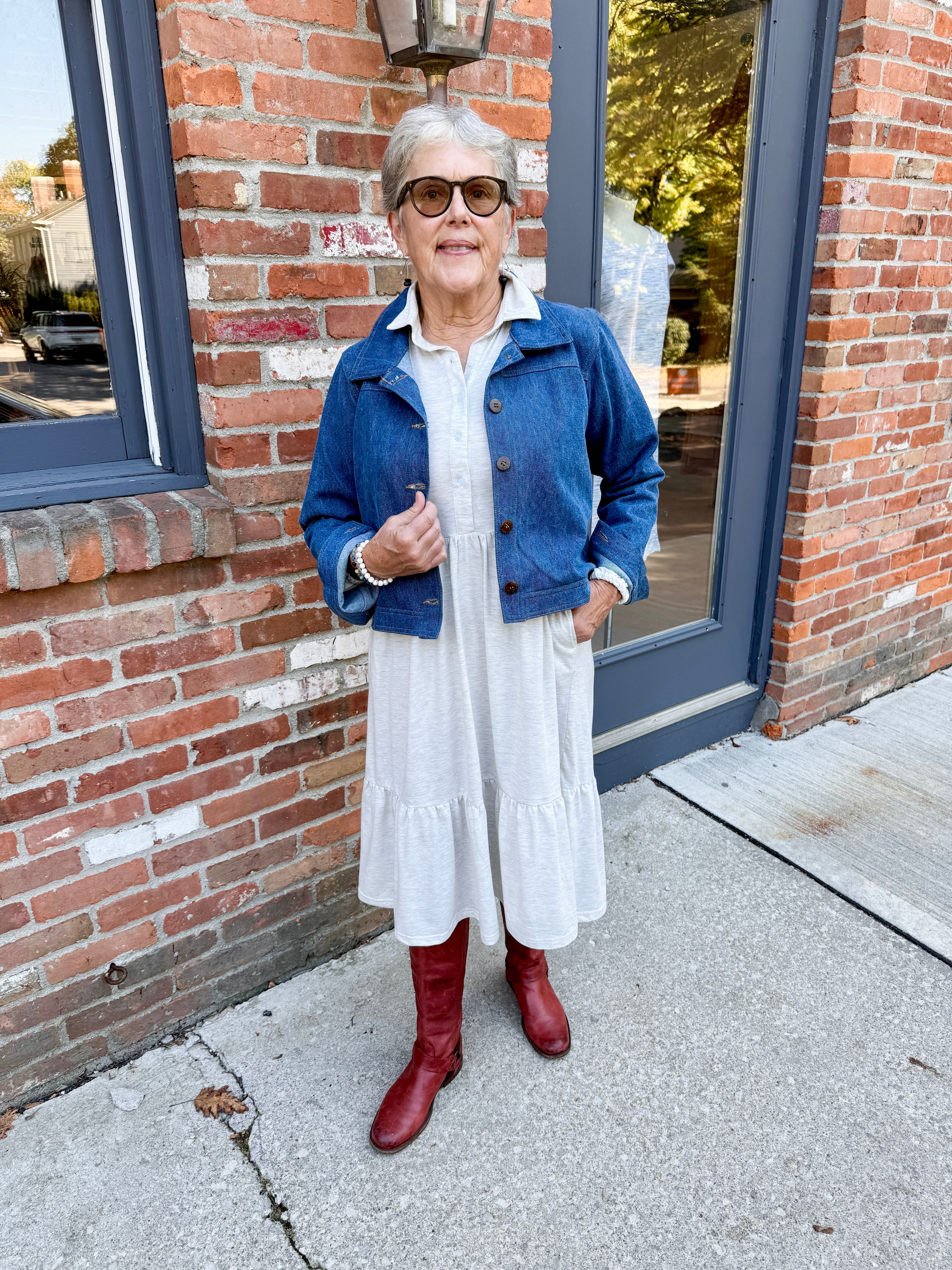 Tiered Knit Shirt Dress