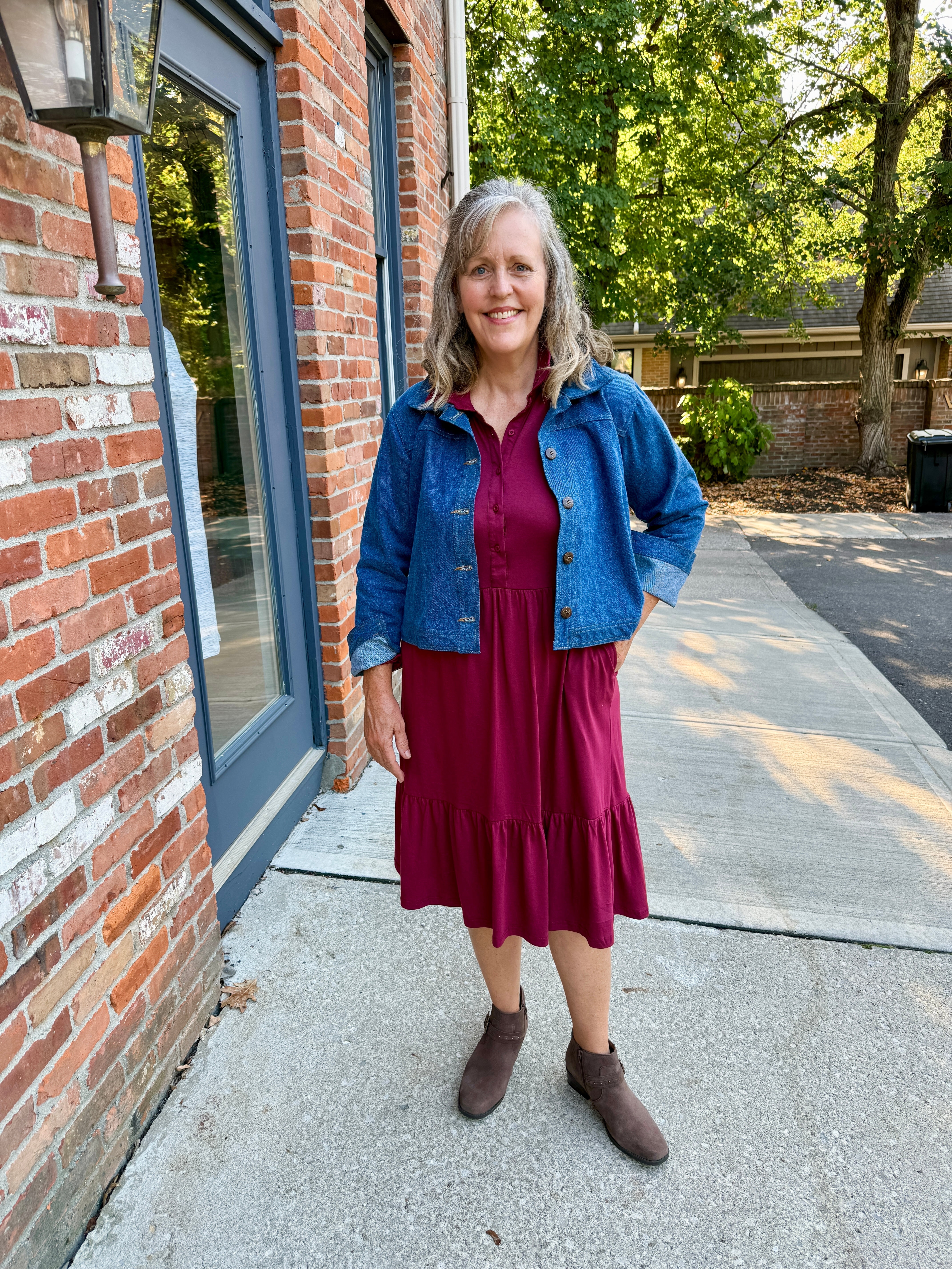 Tiered Knit Shirt Dress