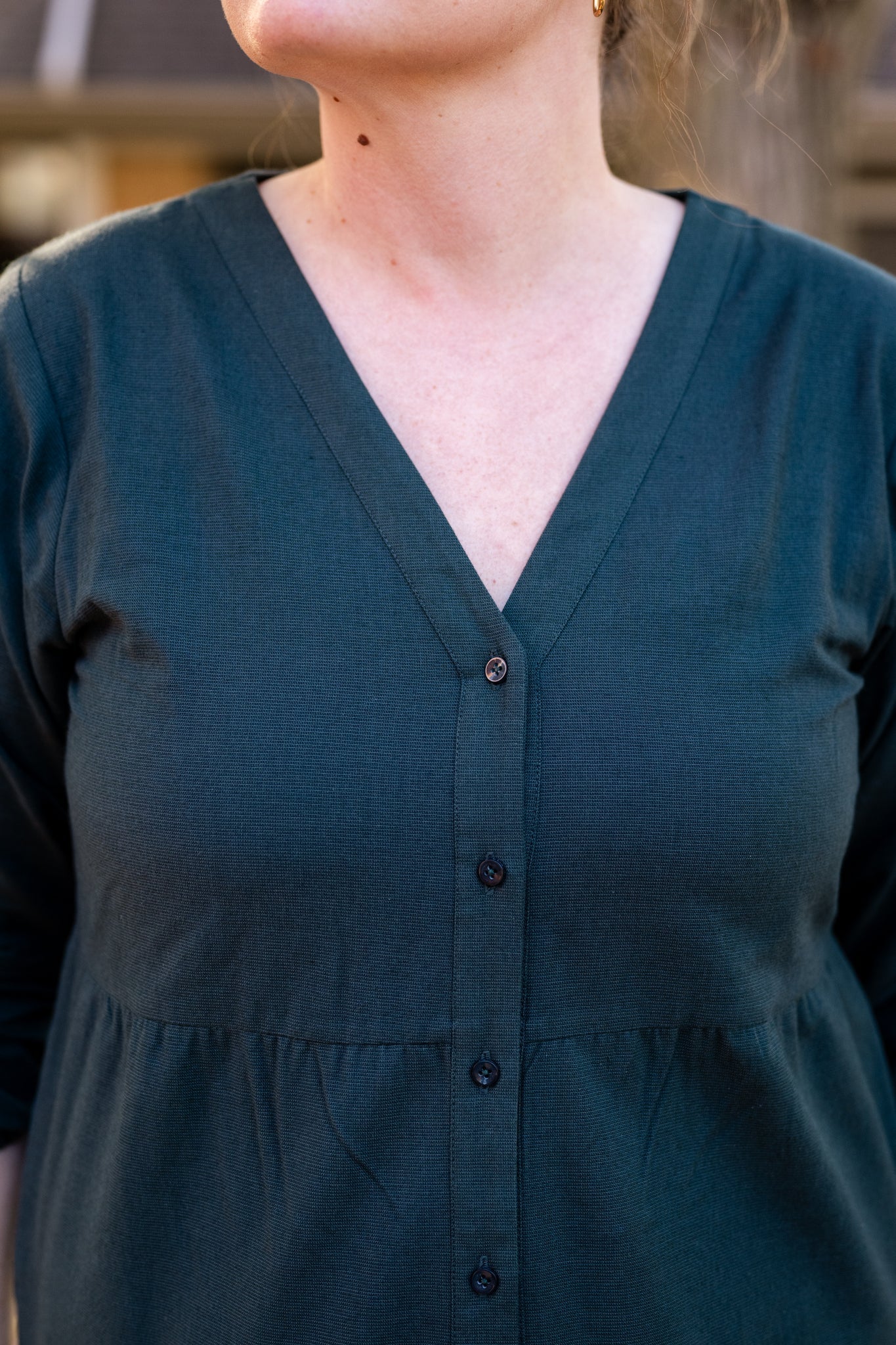 Button Front Tiered Dress