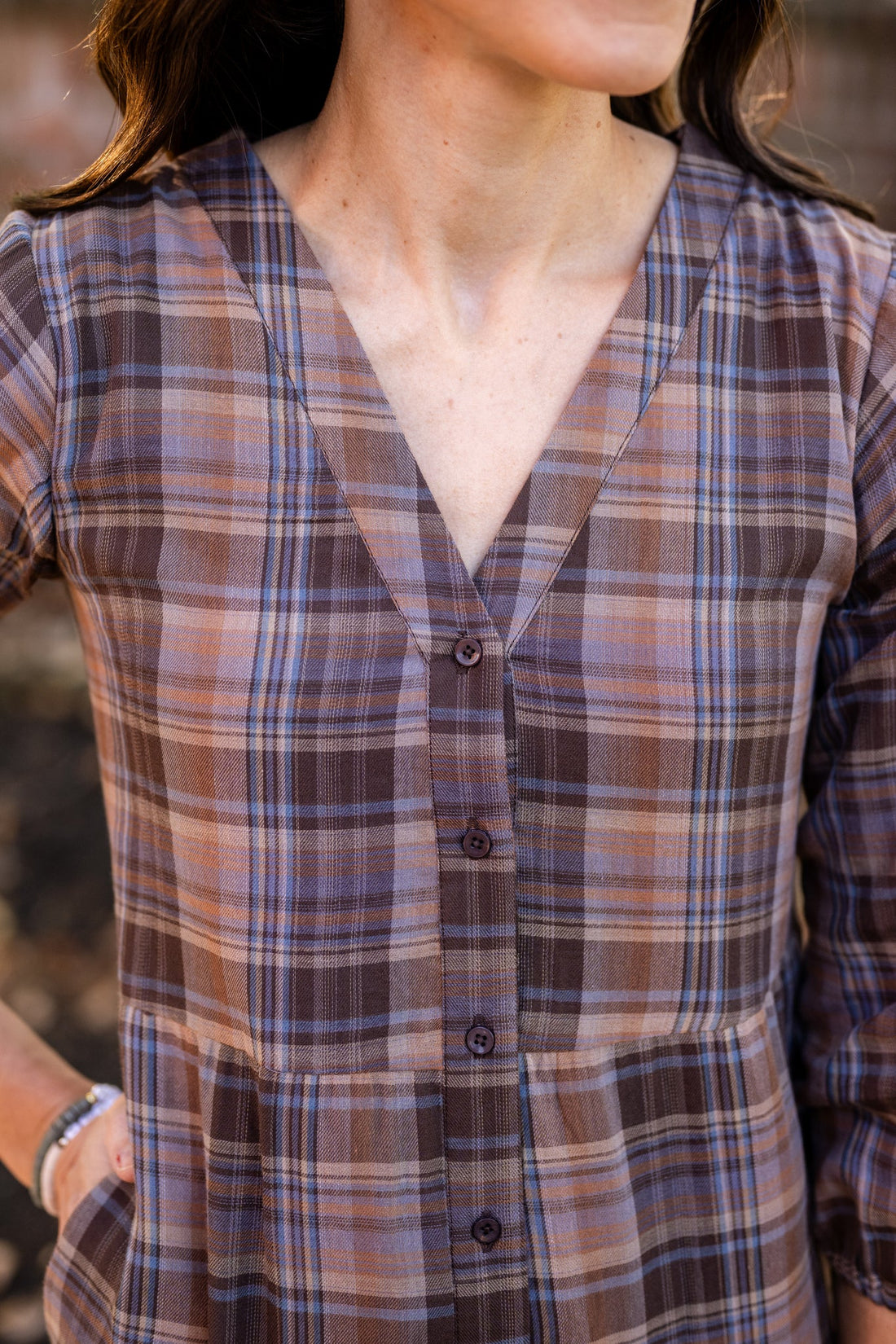 Button Front Tiered Dress