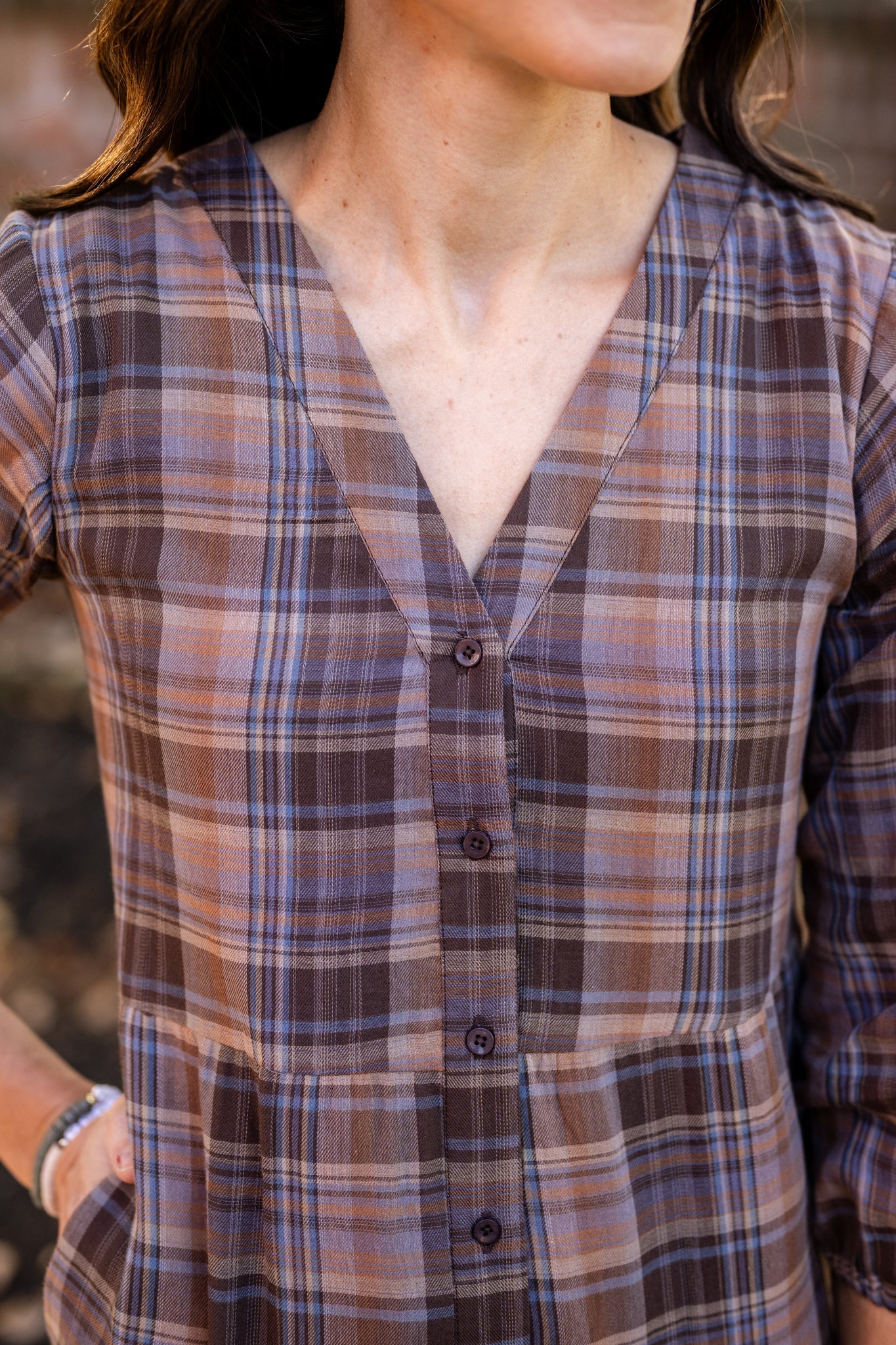 Button Front Tiered Dress