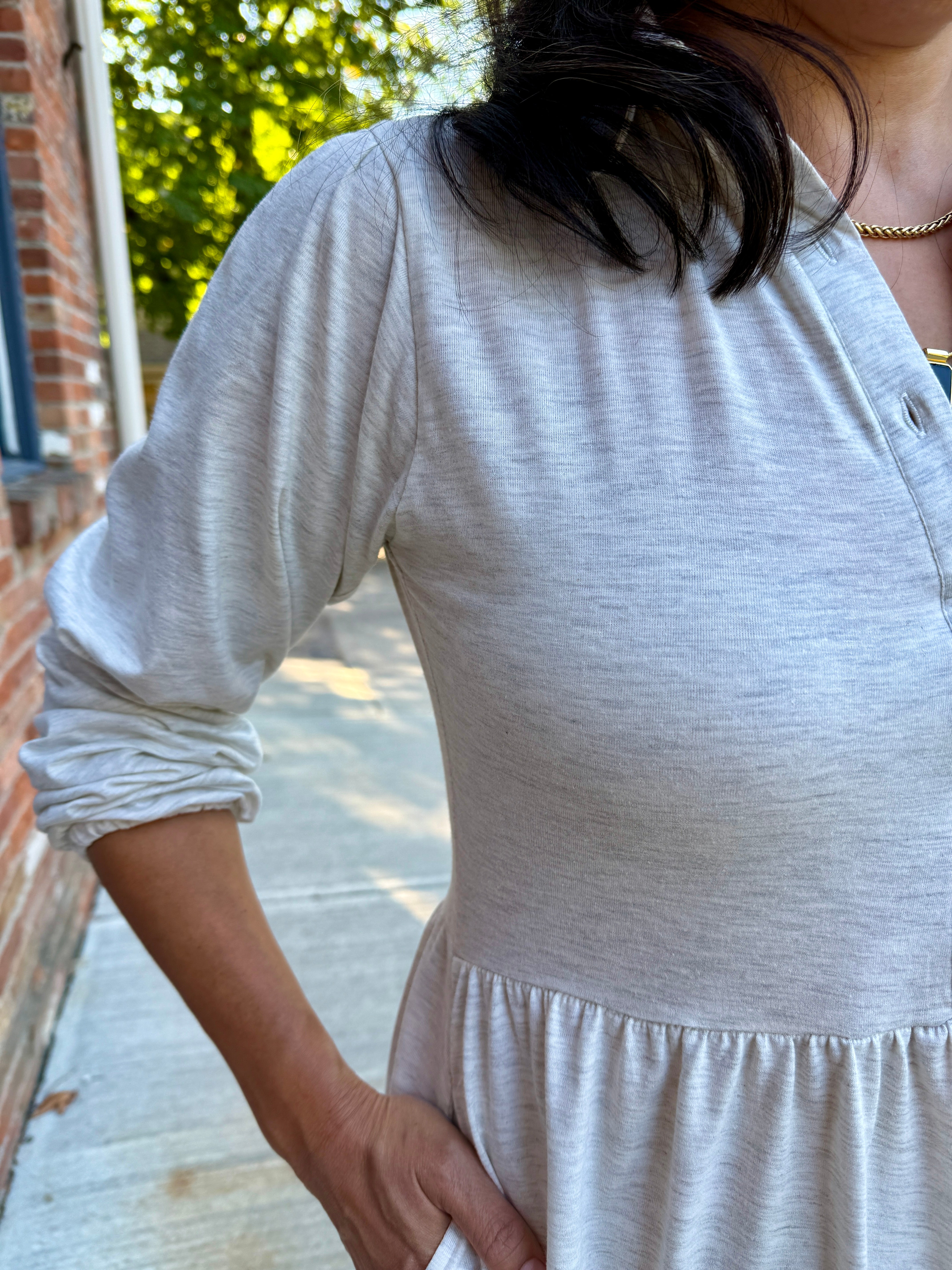 Tiered Knit Shirt Dress