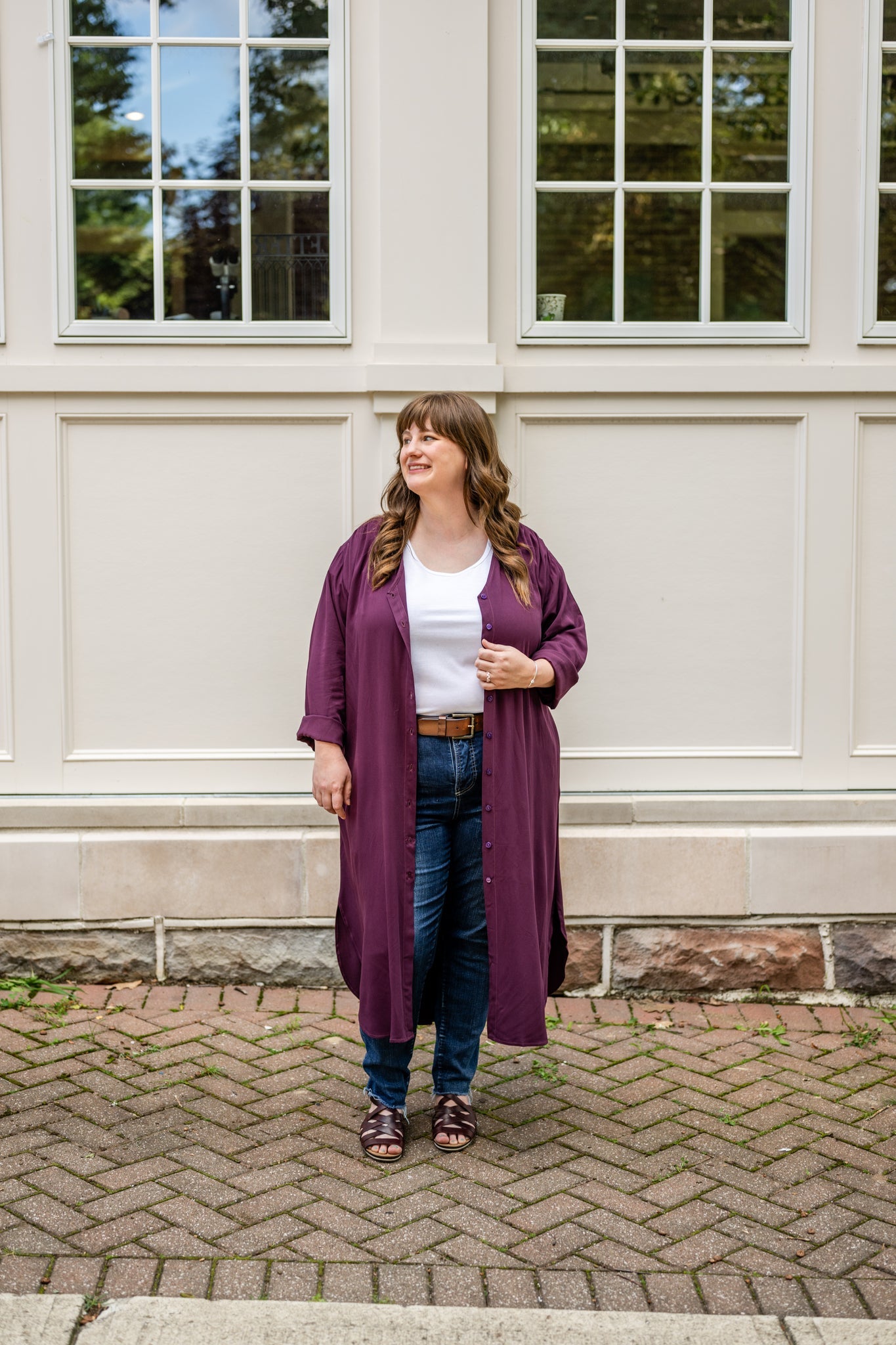 V-Neck Tunic Button-Up Dress