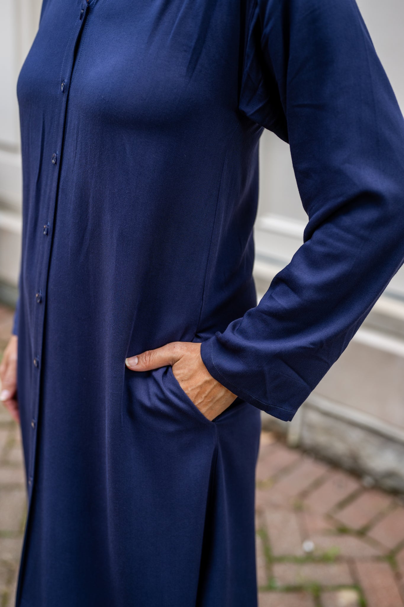 V-Neck Tunic Button-Up Dress