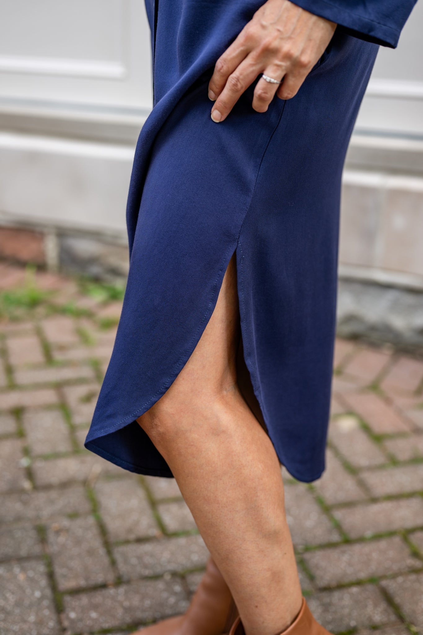 V-Neck Tunic Button-Up Dress