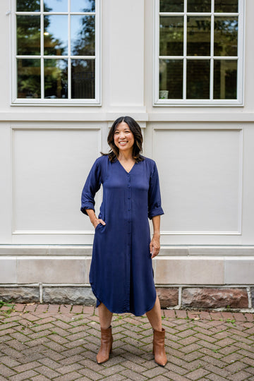 V-Neck Tunic Button-Up Dress