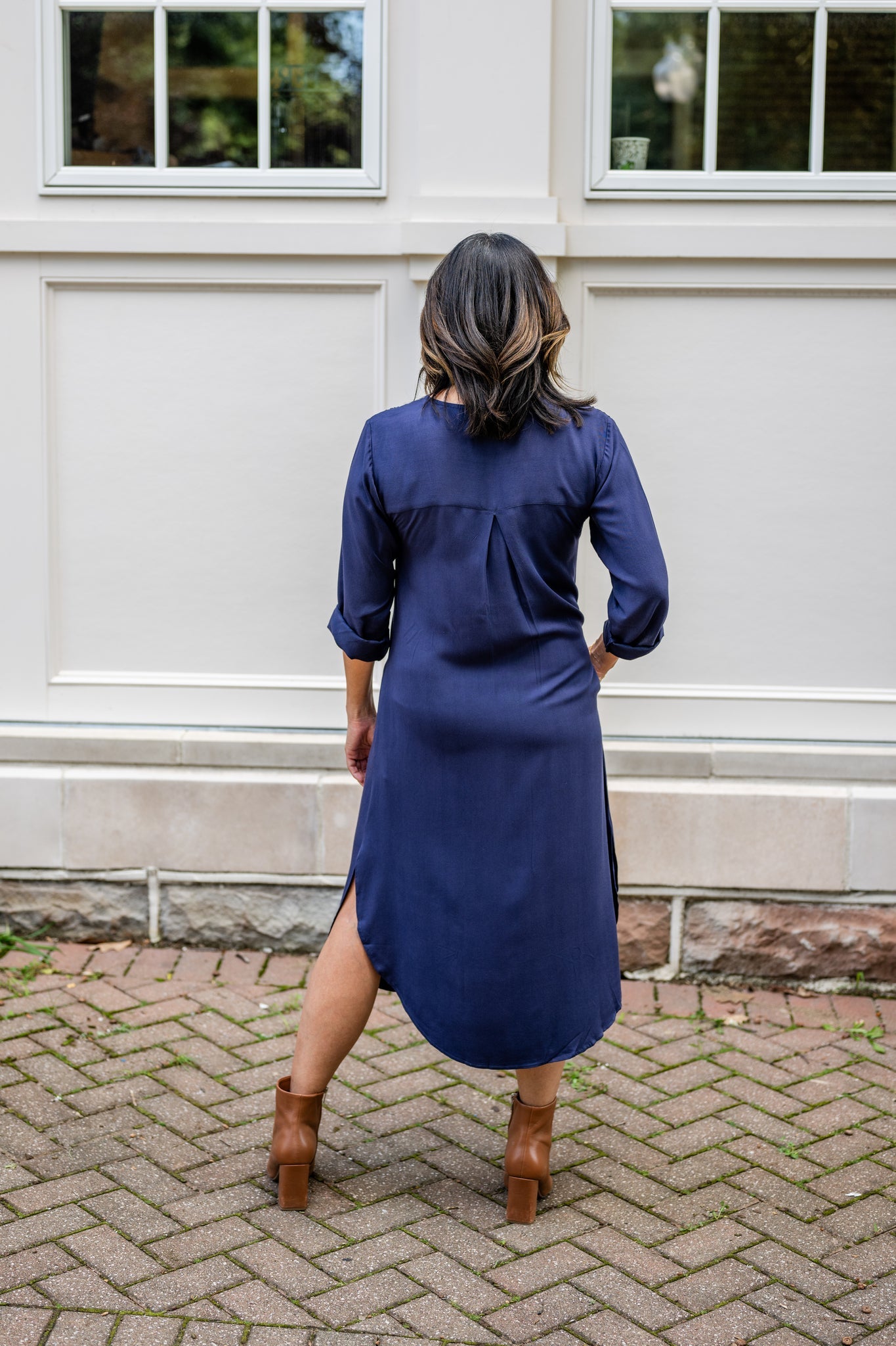 V-Neck Tunic Button-Up Dress