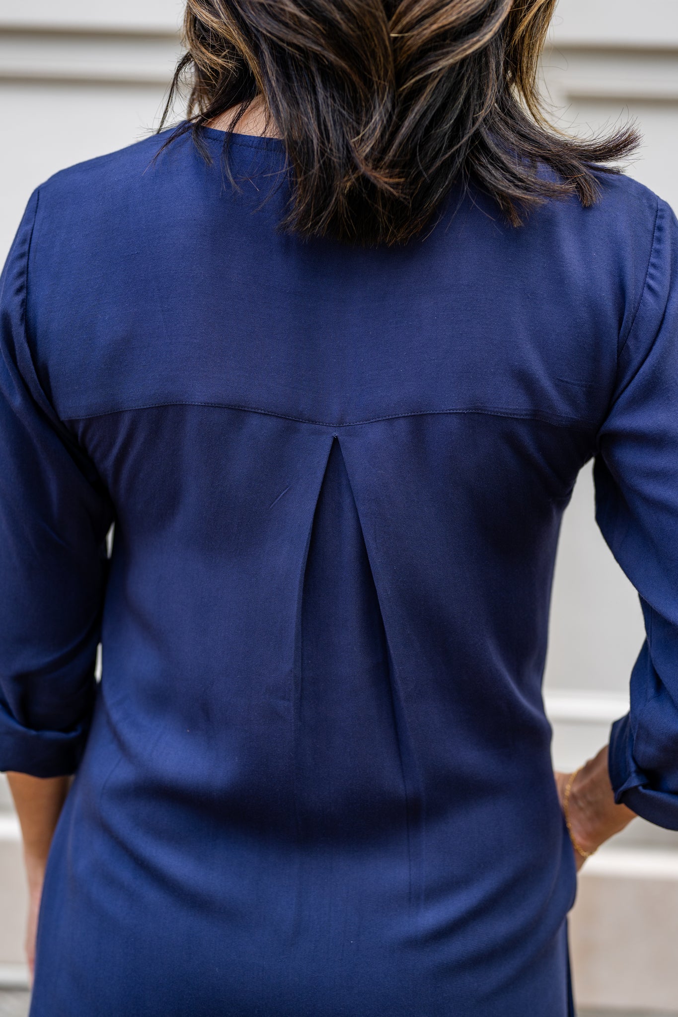 V-Neck Tunic Button-Up Dress