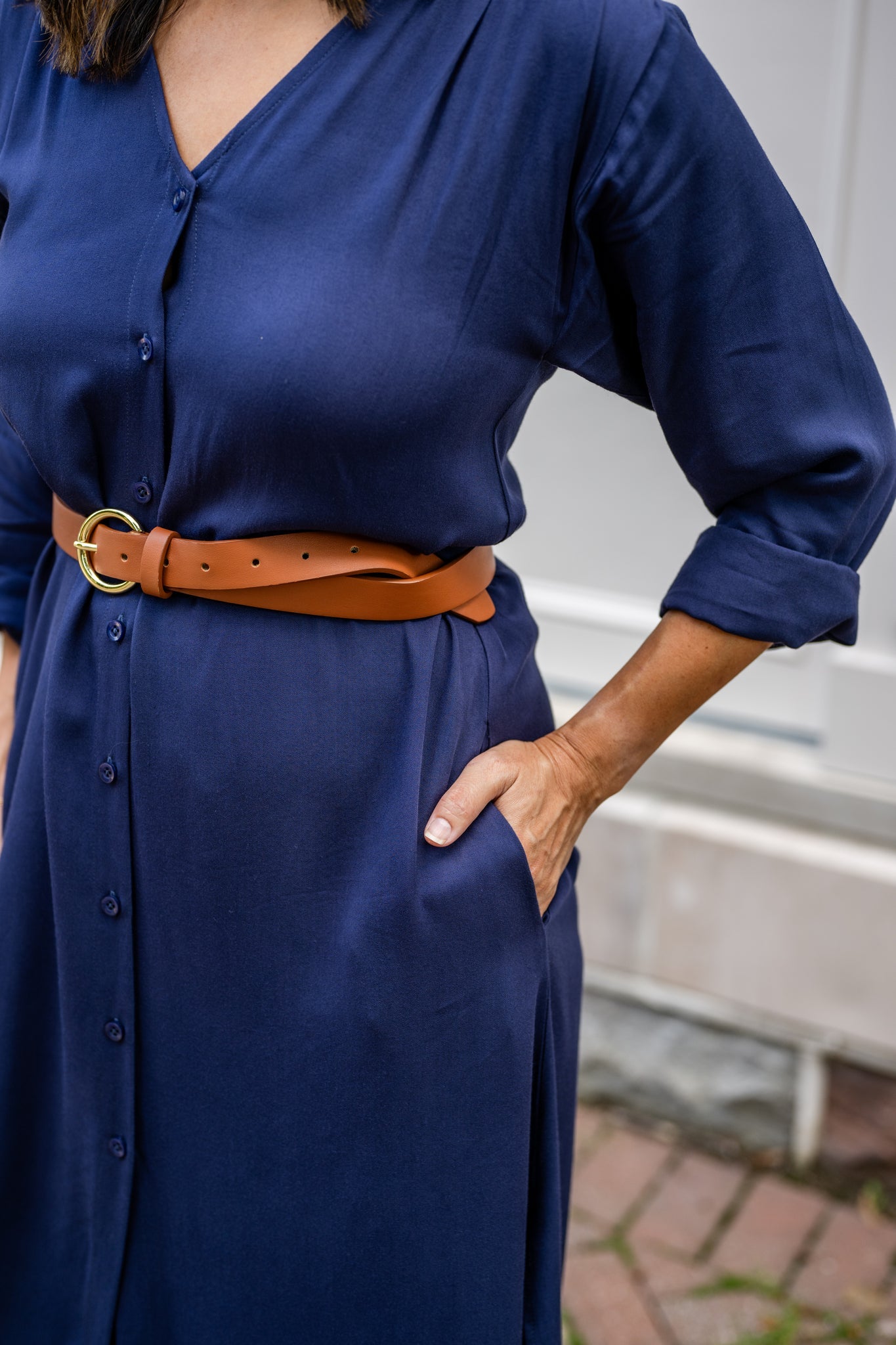 V-Neck Tunic Button-Up Dress