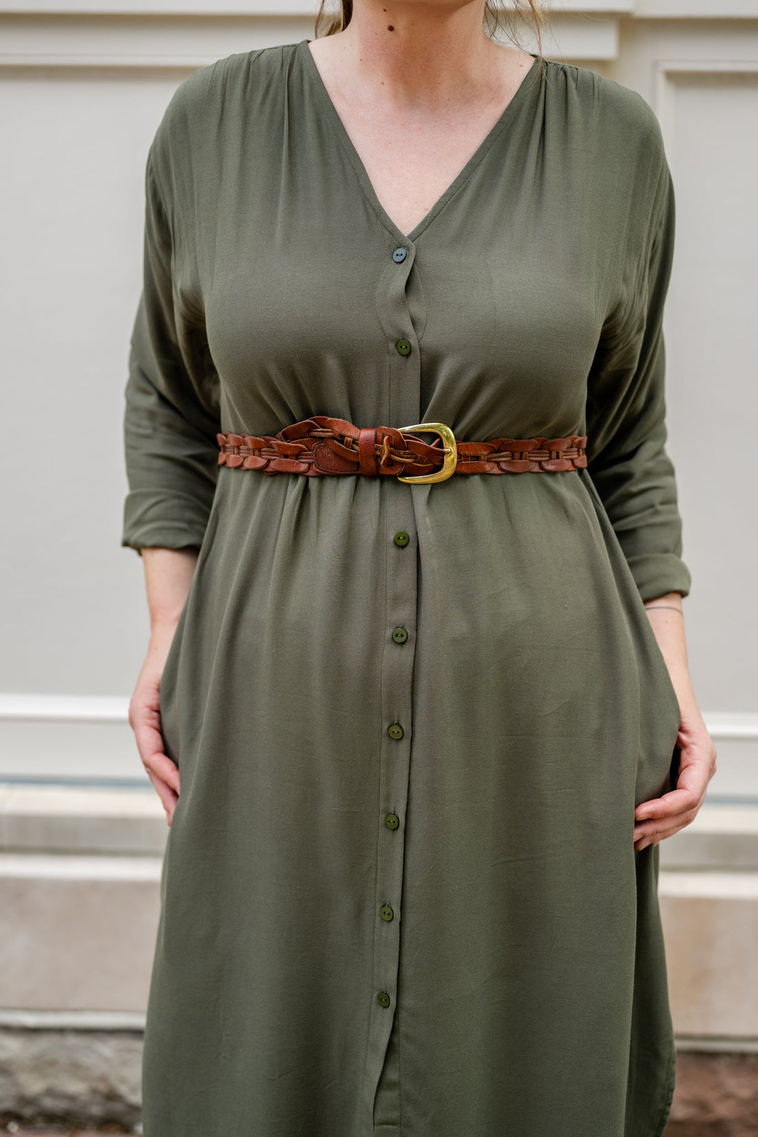 V-Neck Tunic Button-Up Dress