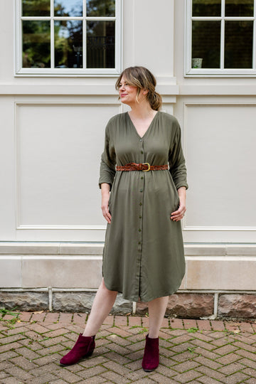 V-Neck Tunic Button-Up Dress