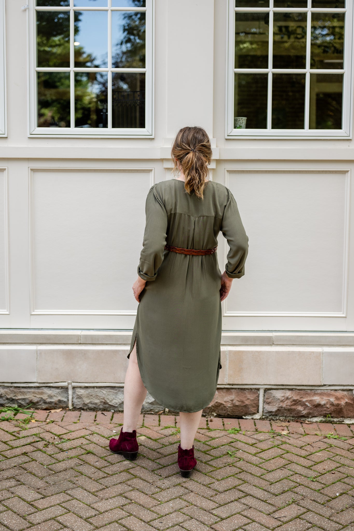 V-Neck Tunic Button-Up Dress