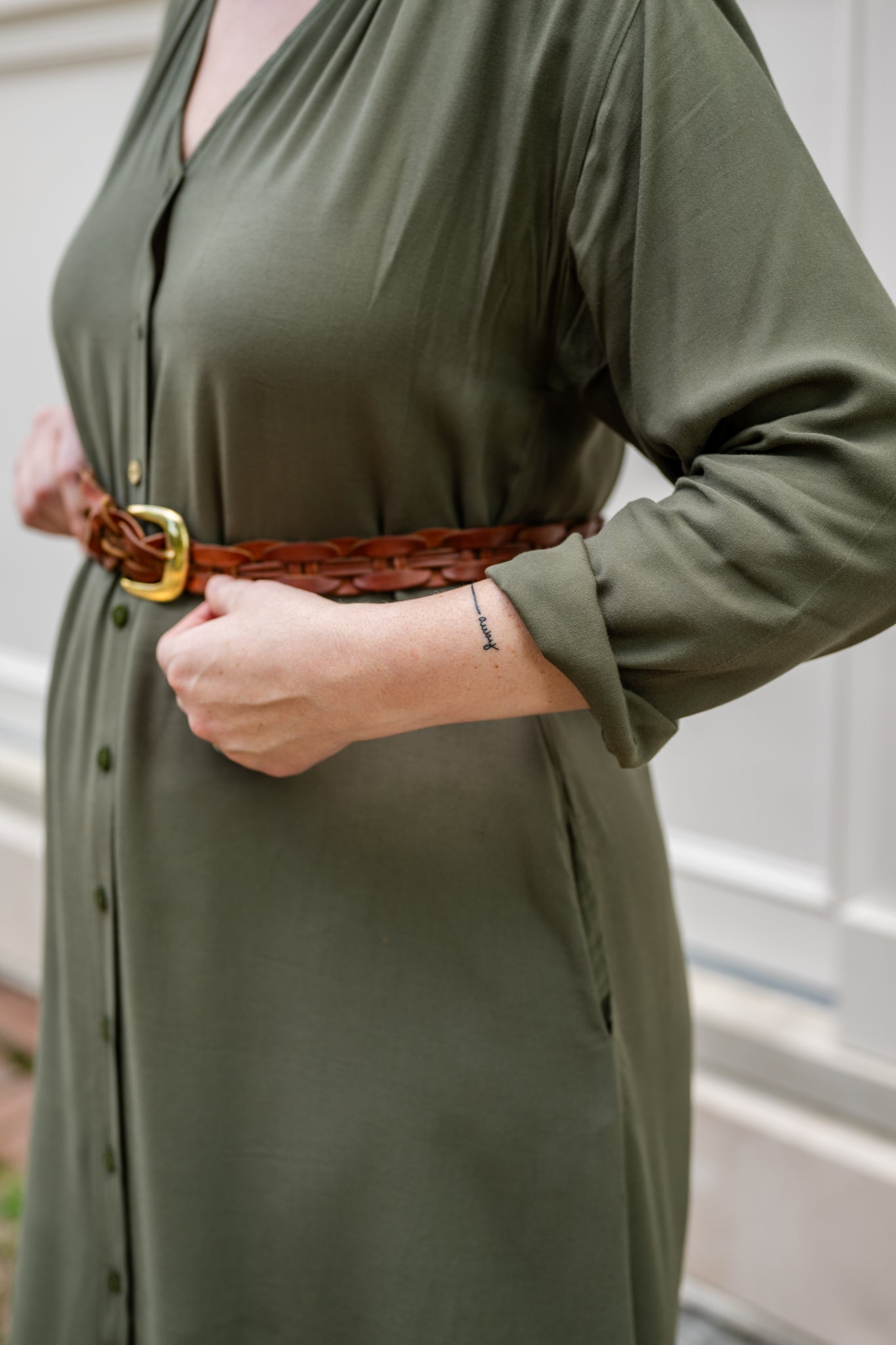 V-Neck Tunic Button-Up Dress