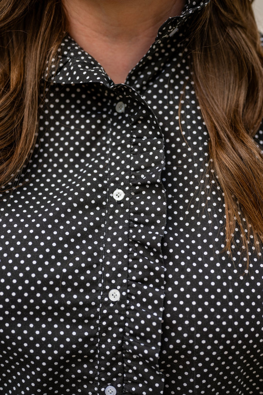 Ruffle Button-Front Blouse