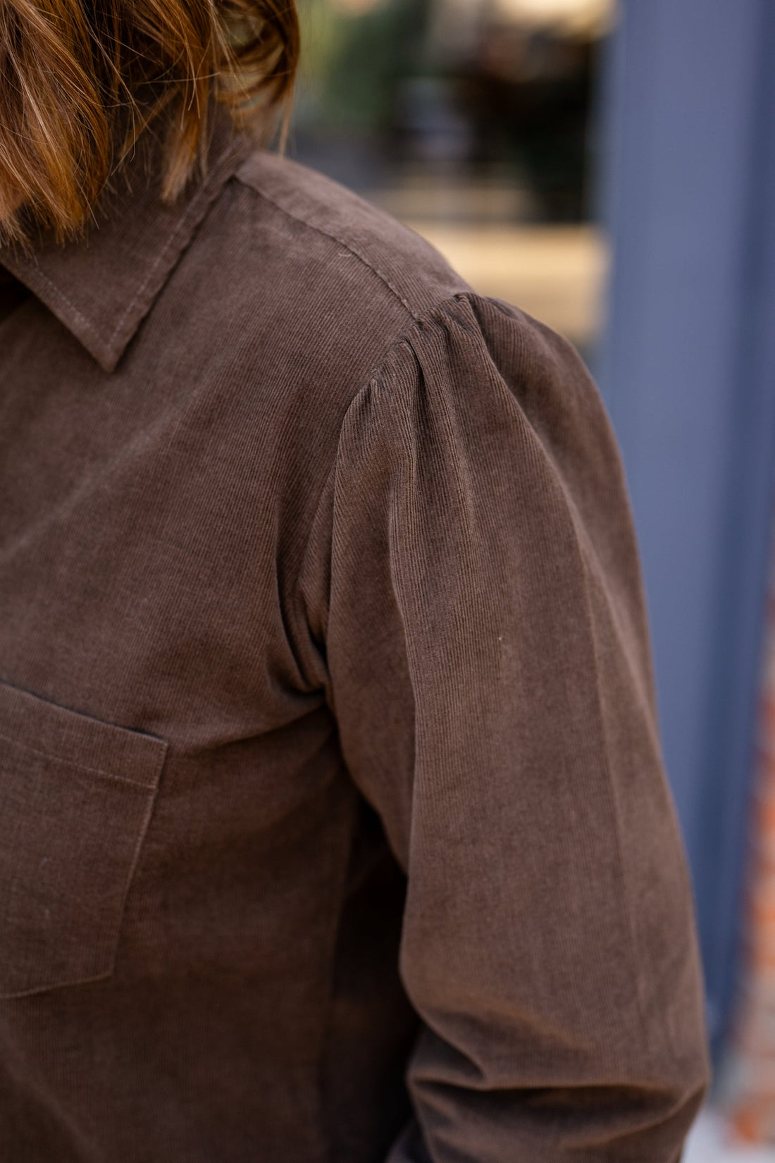 Brushed Corduroy Button-Up Blouse