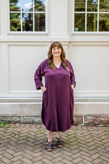 V-Neck Tunic Button-Up Dress