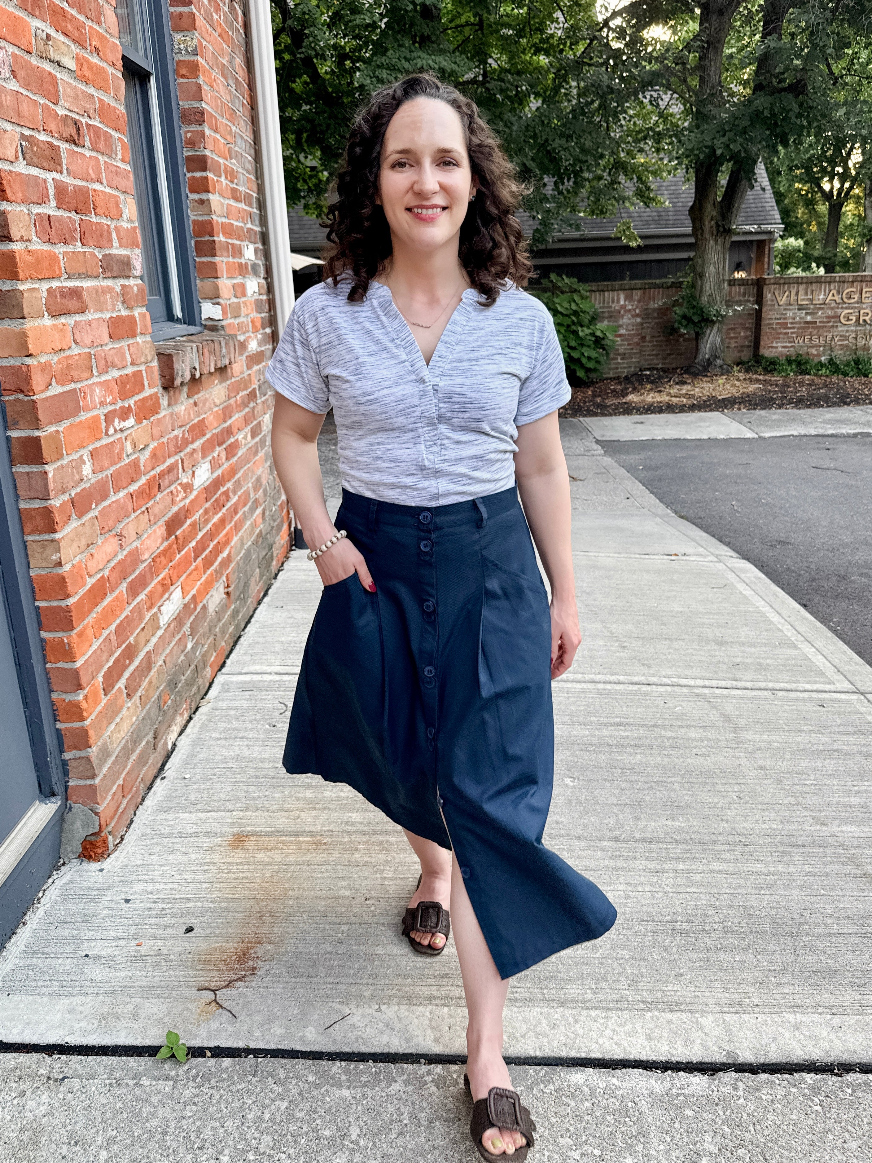 A-Line Button Front Skirt