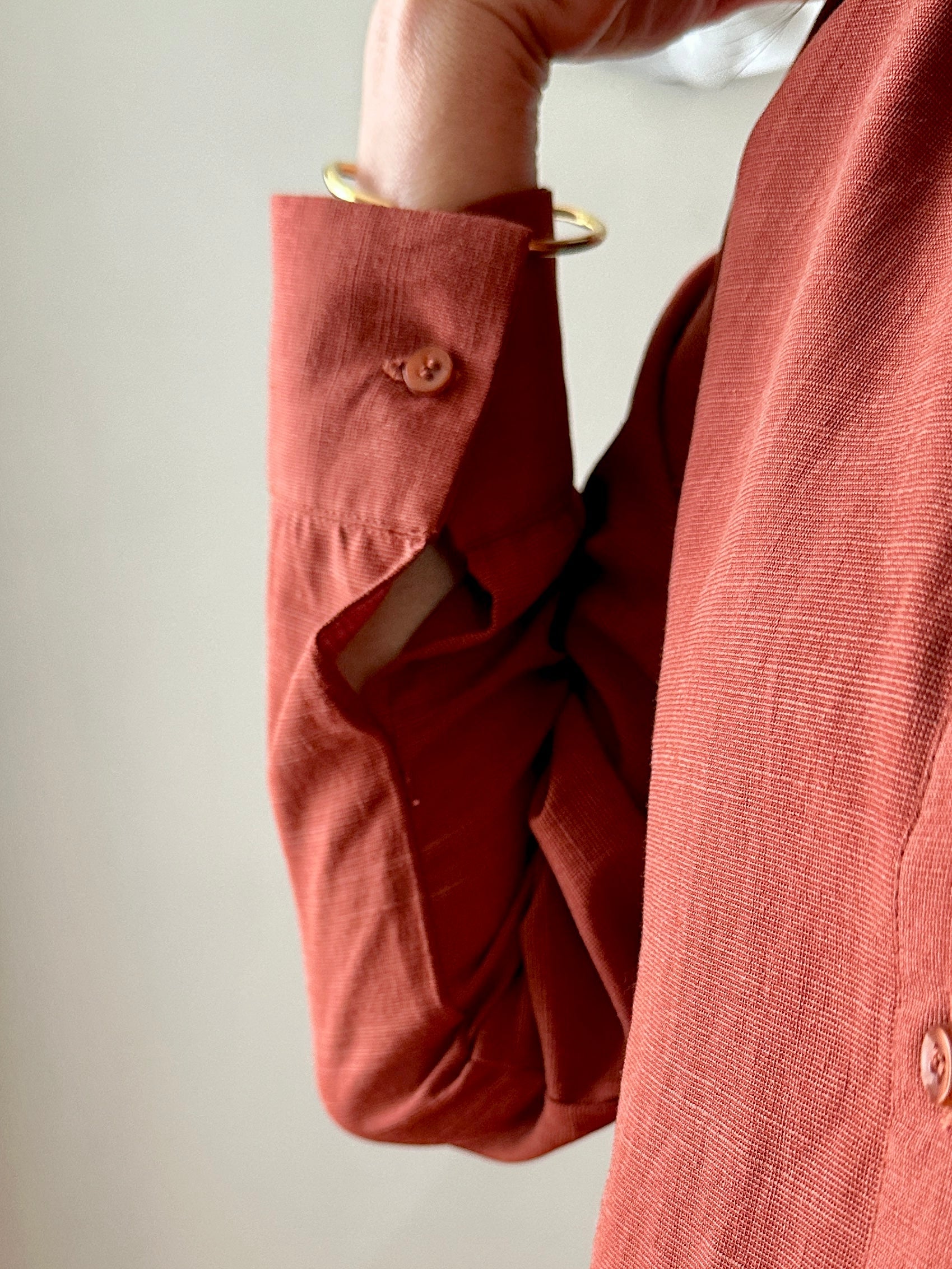 Linen Shirt Dress with Bottom Ruffle