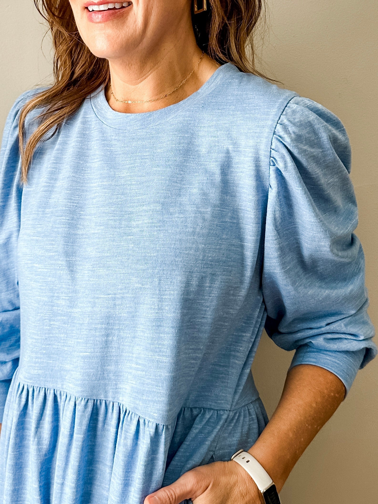 Puff Sleeve Knit Mini Dress