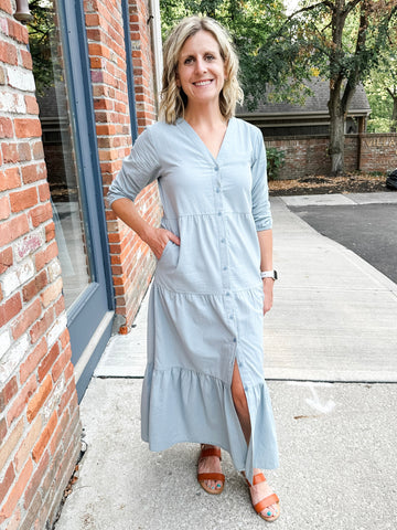 Button Front Tiered Dress