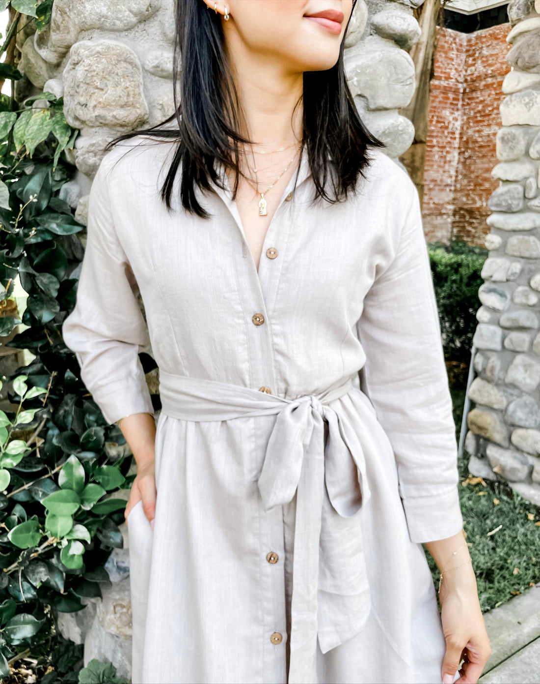 Belted Midi Shirt Dress